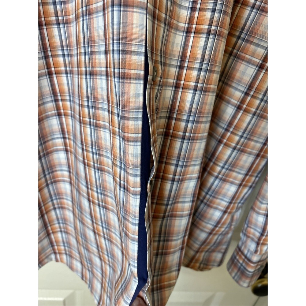 Banana Republic men's XL Shirt orange gray white plaid long sleeve - Picture 5 of 12